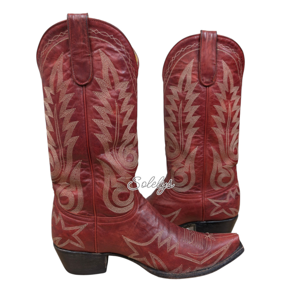 Old Gringo Nevada Vesuvio Red 13" Embroidered Snip Toe Western Cowgirl Boot 8B - Picture 9 of 9